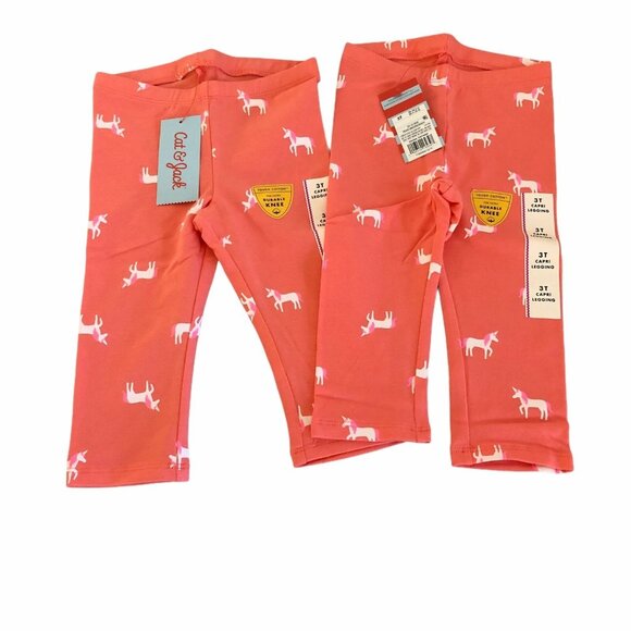 Cat and Jack Unicorn Leggings Toddler Girl 2T  Lot of 2 Pink Pants Pull On - Picture 1 of 11